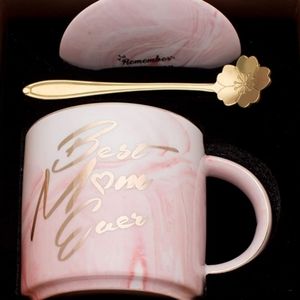 NIB LUSPAN MOM MUG GIFT SET PINK MARBLE 11.05OZ